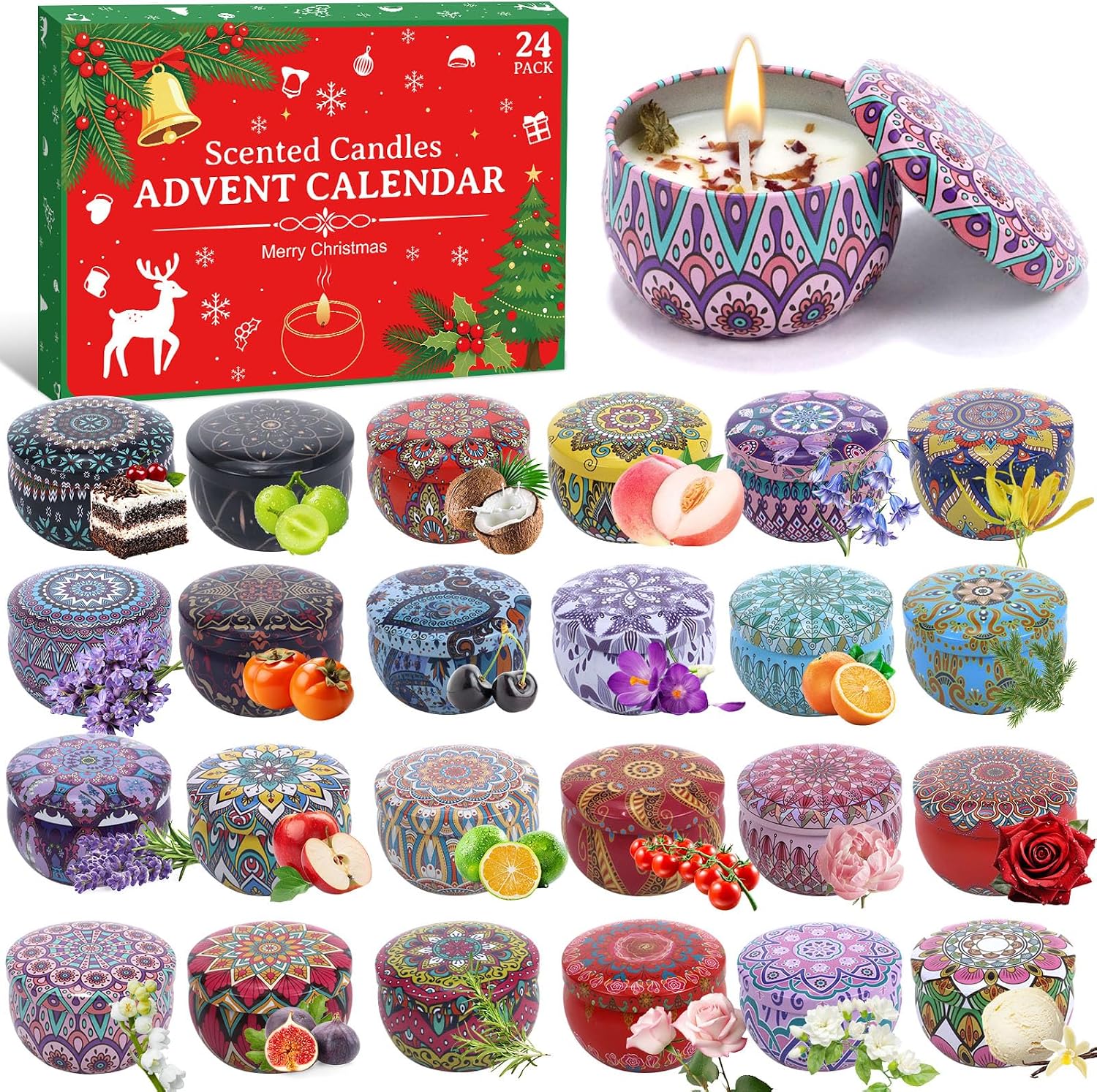 Adventskalender 2026 – 24 Duftkerzen für Erwachsene | Set mit verschiedenen Düften, Für Frauen und Männer, Romantischer Countdown-Kalender, Geschenkverpackung – Adventskalender 2026 von Unbekannt