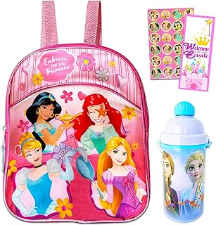 Disney Princess MINI Backpack for Girls ~ Princess Preschool Supplies Bundle with 11" Disney Princess Mini School Bag for Toddlers with Water Bottle, Stickers, and More (Princess Bag)