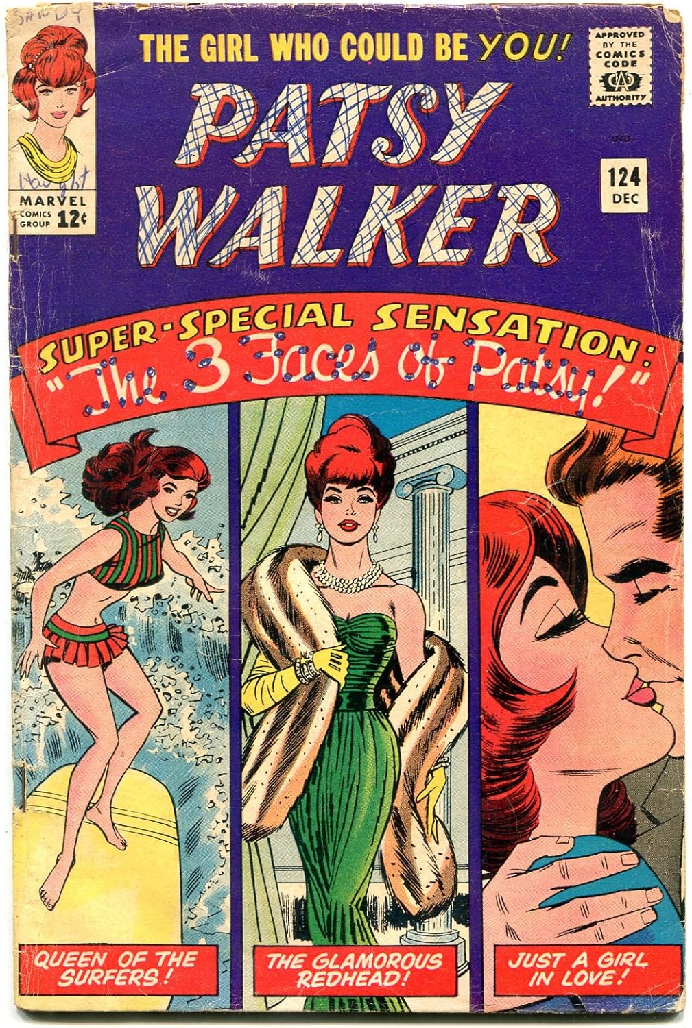 Patsy Walker #124 1965-Marvel-paper dolls- Surfing Sweeties- Last issue G/VG
