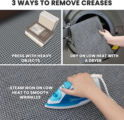 Vista 51 de EARTHALL - Tapete tejido lavable con parte trasera de goma, tapete trenzado de algodón antideslizante para interiores para entrada, pasillo, cocina