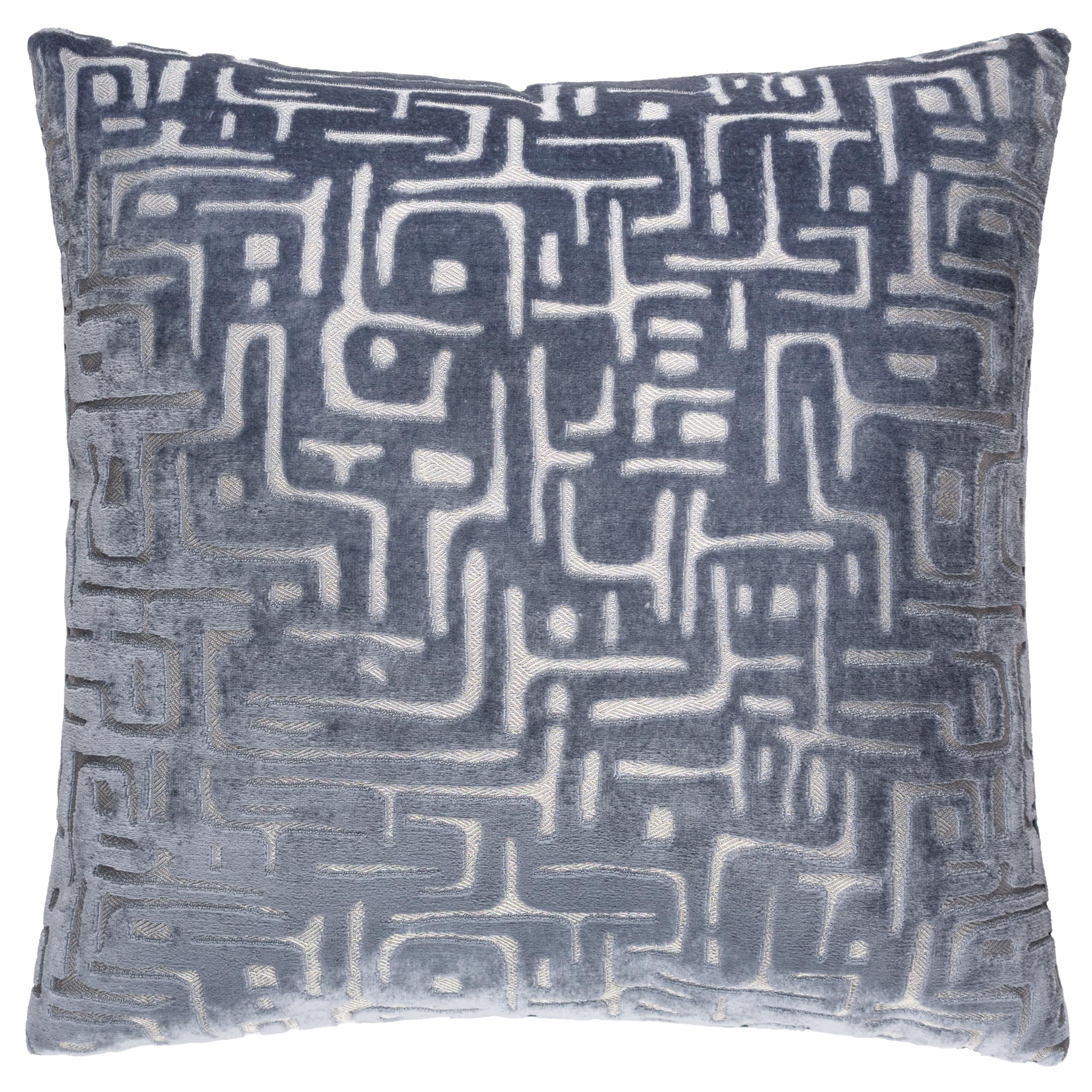 furn. Hoem Soren Cushion Cover – Cut Velvet Abstract Geometric Textured Decorative Case (Slate Blue – 45x45cm)