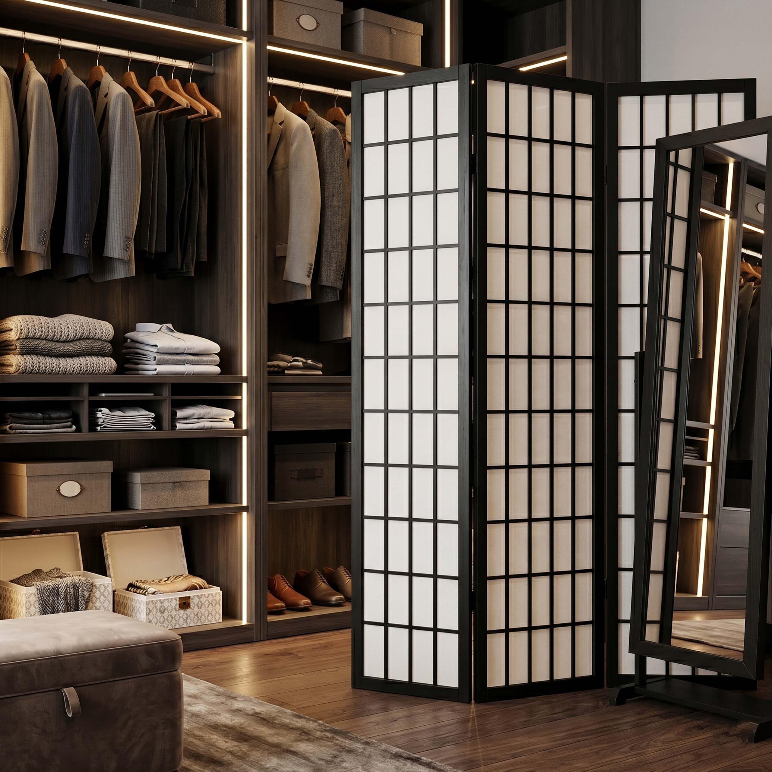 Relaxdays Biombo 3 Paneles Plegable 170x120 cm, Blanco y Negro | Madera y tela, salón, separador interior