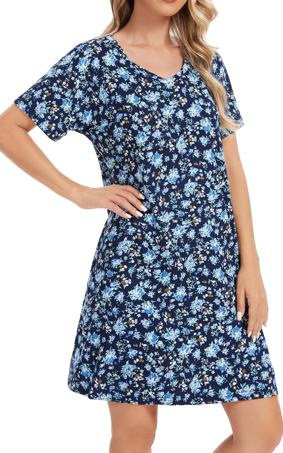 Nightgowns for Women Soft Cotton Sleep Shirts Short Sleeve Sleepwear S-XXL - Image 3