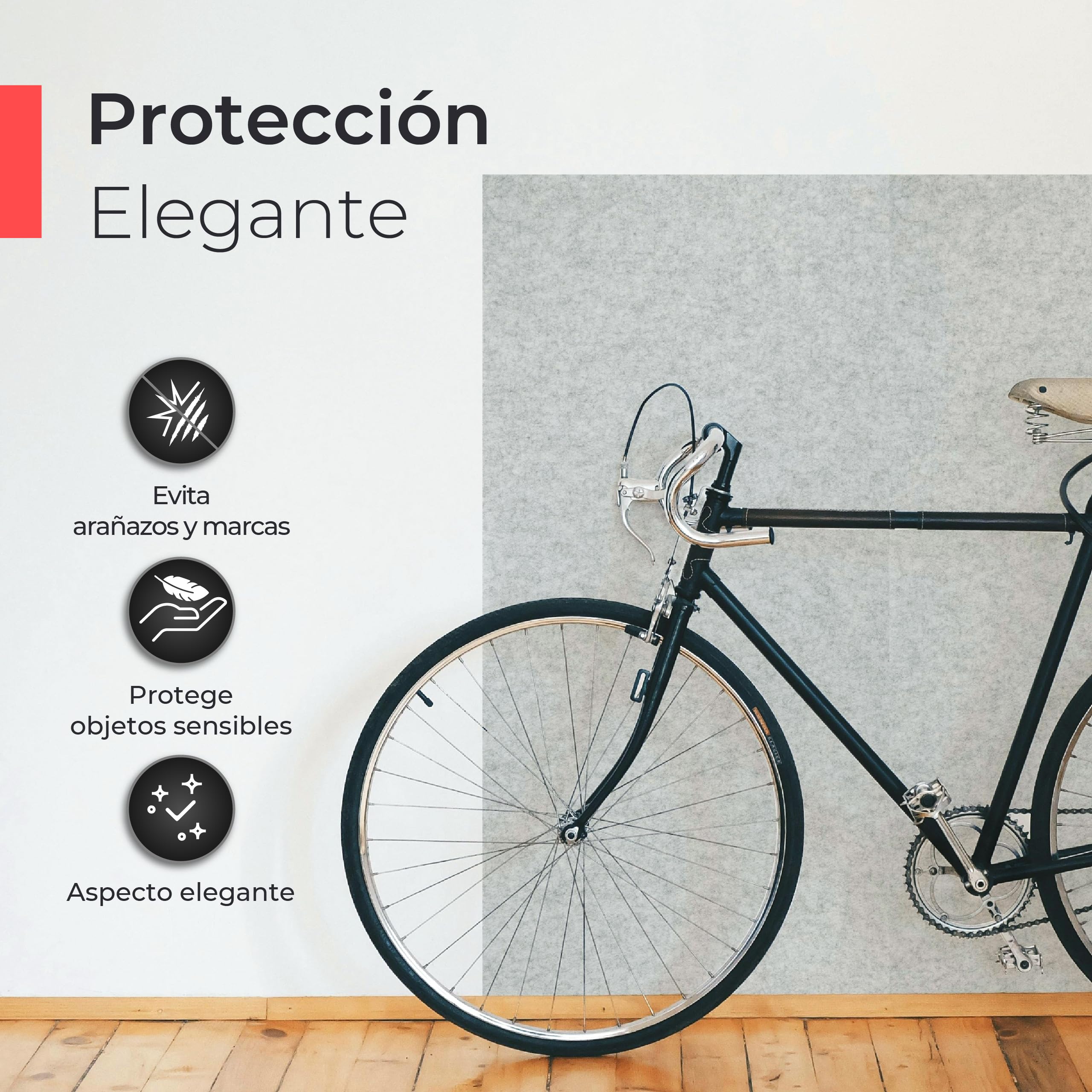Protección de Pared de Fieltro | Set de 3 Piezas de 118x59cm | Autoadhesivo | Revestimientos Paneles Murales de Fieltro, Aislamiento Térmico y Acústico, Insonorización (Gris)