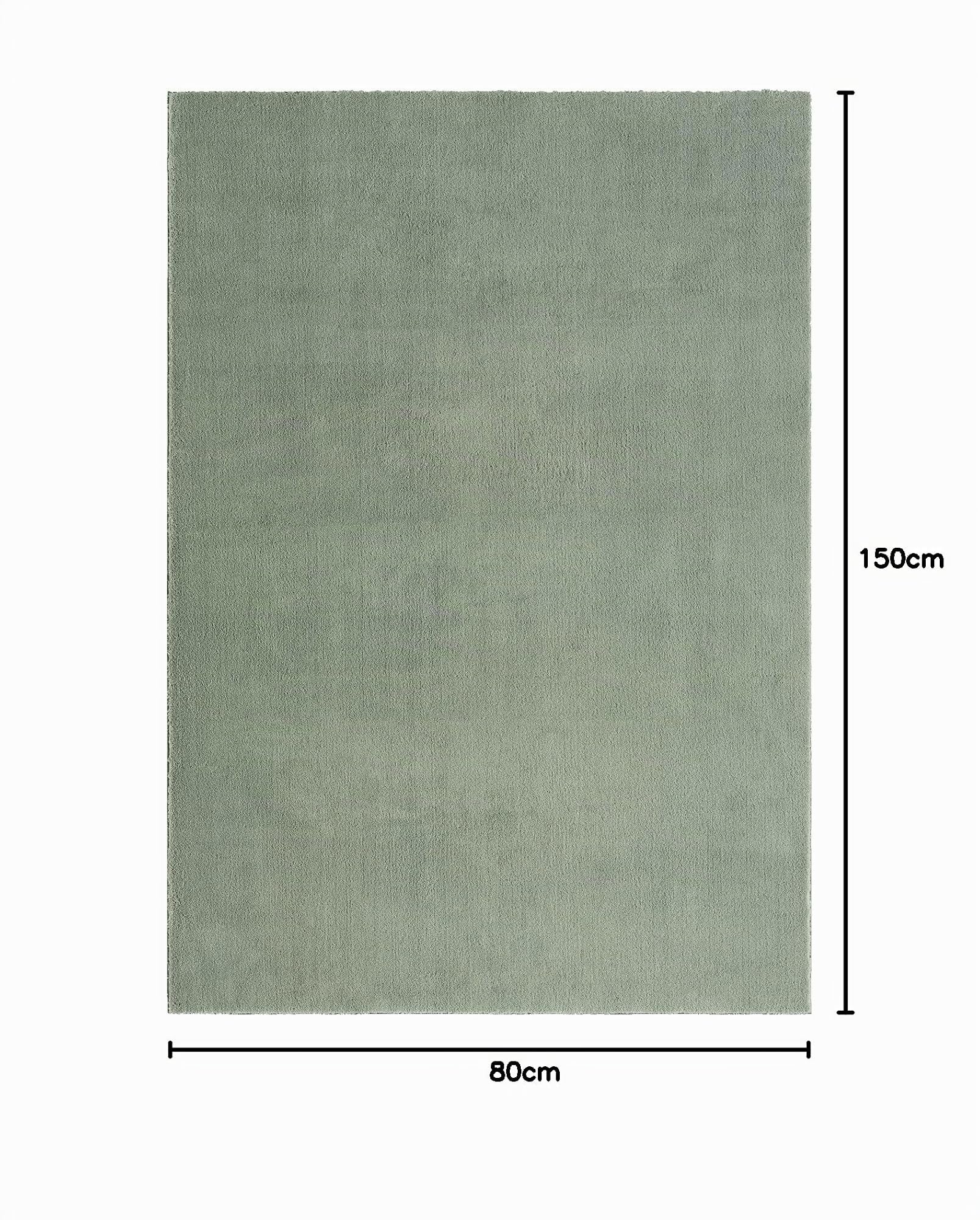 Mia's Teppiche Comfort, Alfombra Moderna de Pelo Corto y Suave, Antideslizante, Lavable hasta 30 Grados, súper Suave, Aspecto de Piel, Verde, 80 x 150 cm