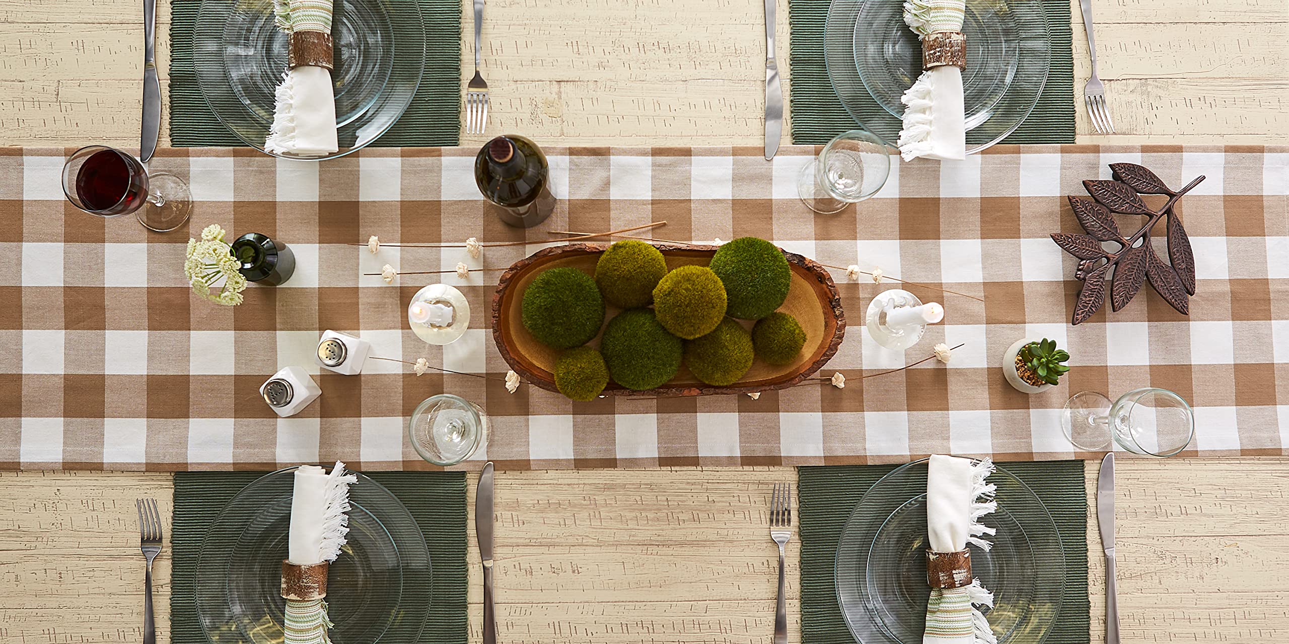 DII Tartan Holly Plaid, cotone, rosso e verde, runner da tavola