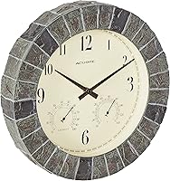 AcuRite 02418 14-Inch Faux Slate Wall Clock with Thermometer & Hygrometer - Indoor/Outdoor Weatherproof
