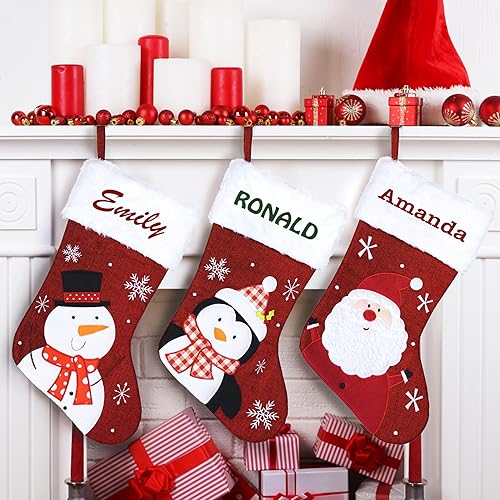 Miniatura 2 de Brd Gifts Medias de Navidad personalizadas con nombre, 7 diseños, 6 fuentes, medias familiares personalizadas de 15 pulgadas para Navidad,
