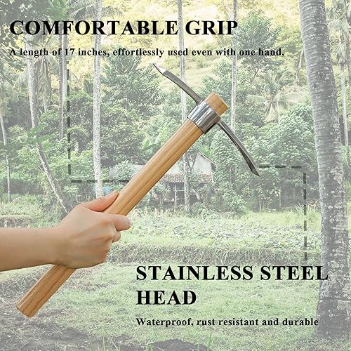 Miniatura 2 de icross-ep Garden Pick Mattock Azada, pico de alta resistencia para trasplante, excavación, plantación, aflojamiento del suelo, camping o prospección