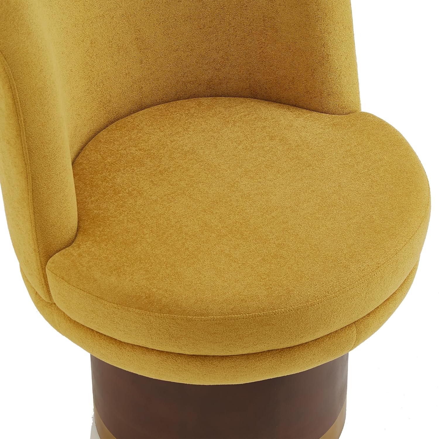 Swivel Accent Chair with 360° Rotation, Round Barrel Chair Upholstered in Soft Chenille Fabric, Ergonomic Comfy Barrel Chair for Living Room, Bedroom, Small Apartment (Yellow)