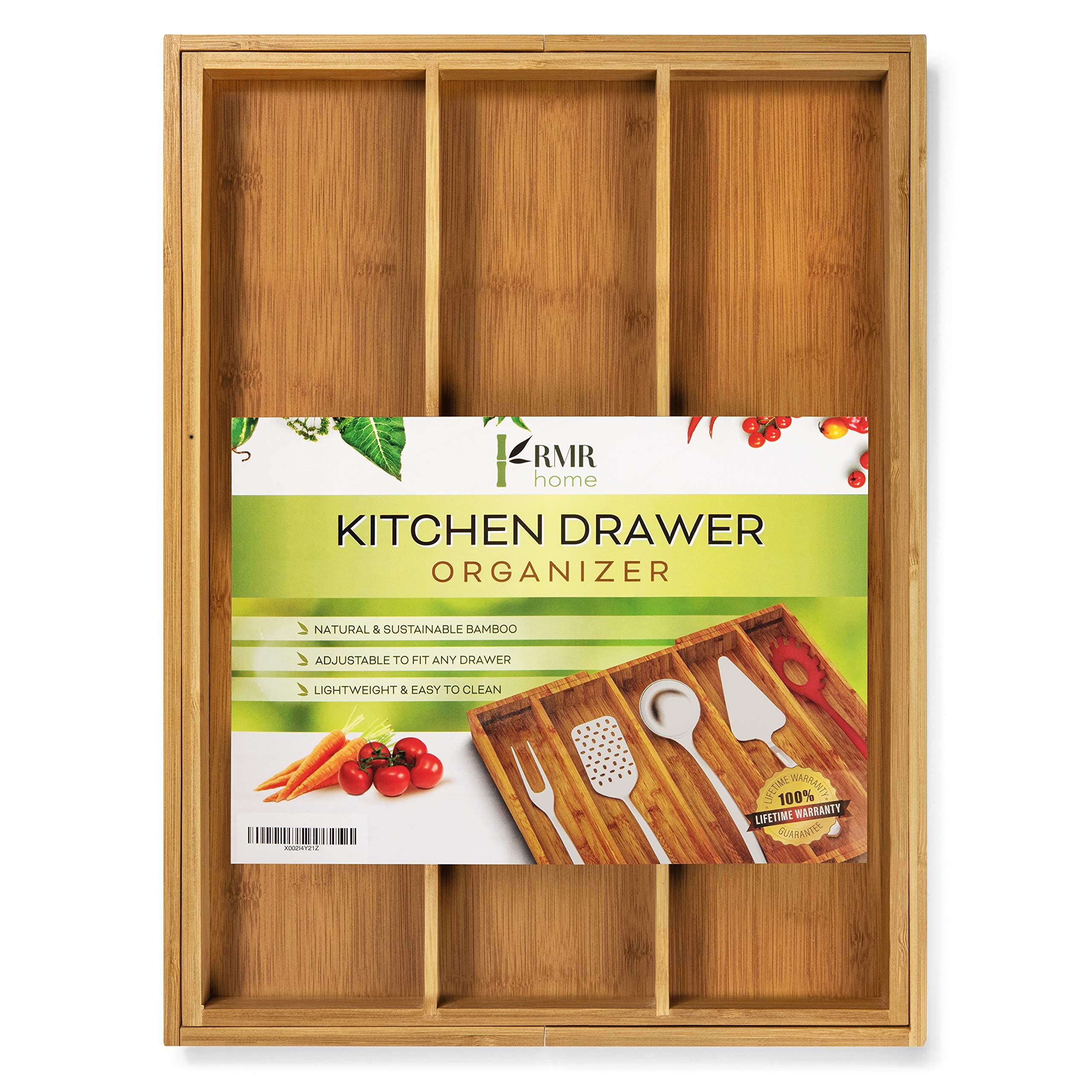 Premium Bamboo Silverware Organizer Expandable Kitchen Drawer