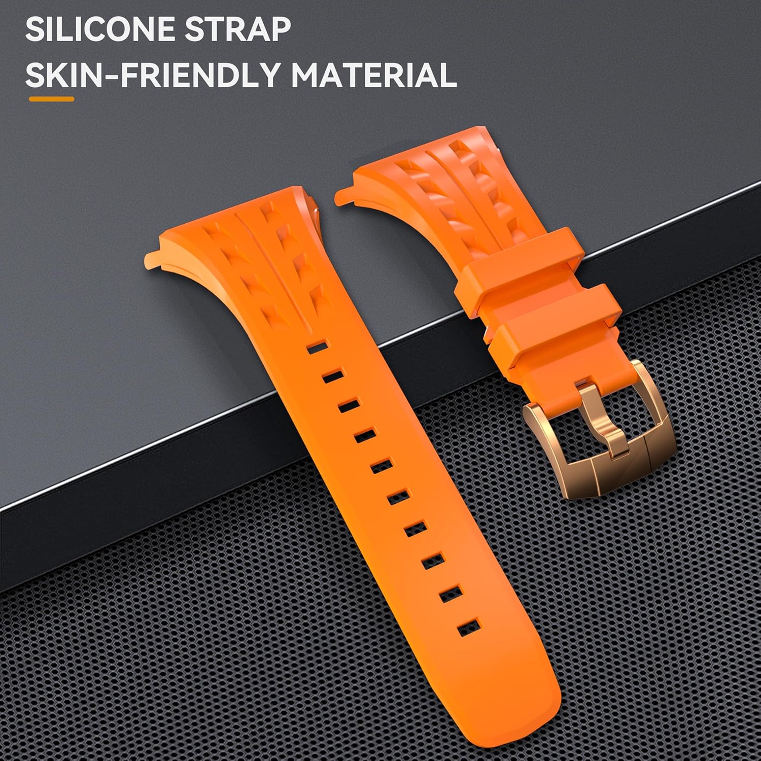 Series10/ 11 46mm Apple Watch Case with Band, [Anti-Scratch] [Bumper Protector] Rugged Men Cover with Adjustable Strap Band for iWatch Series 10/11 Apple Watch Band Rose Frame, Orange Watch Strap