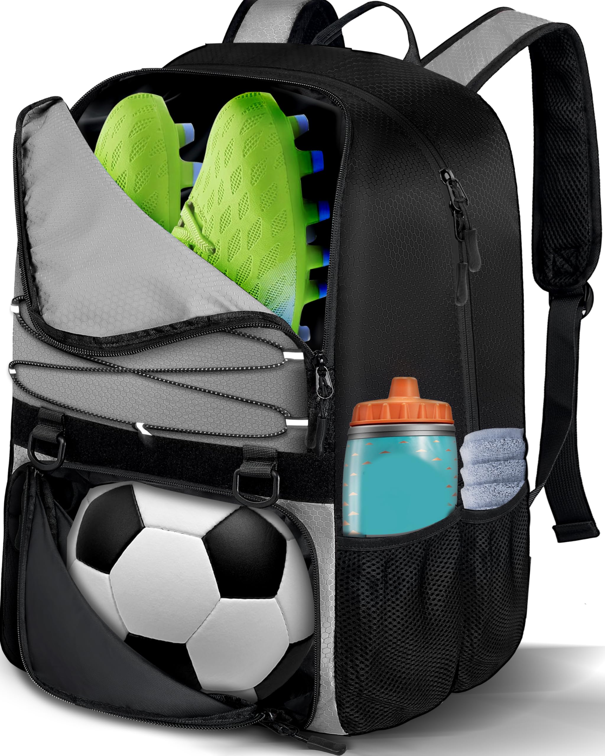 LOINTET Youth Soccer Bag, Soccer Backpack with Ball Compartment, Sports Equipment Training Bags Fits Basketball Football Volleyball and Accessories,