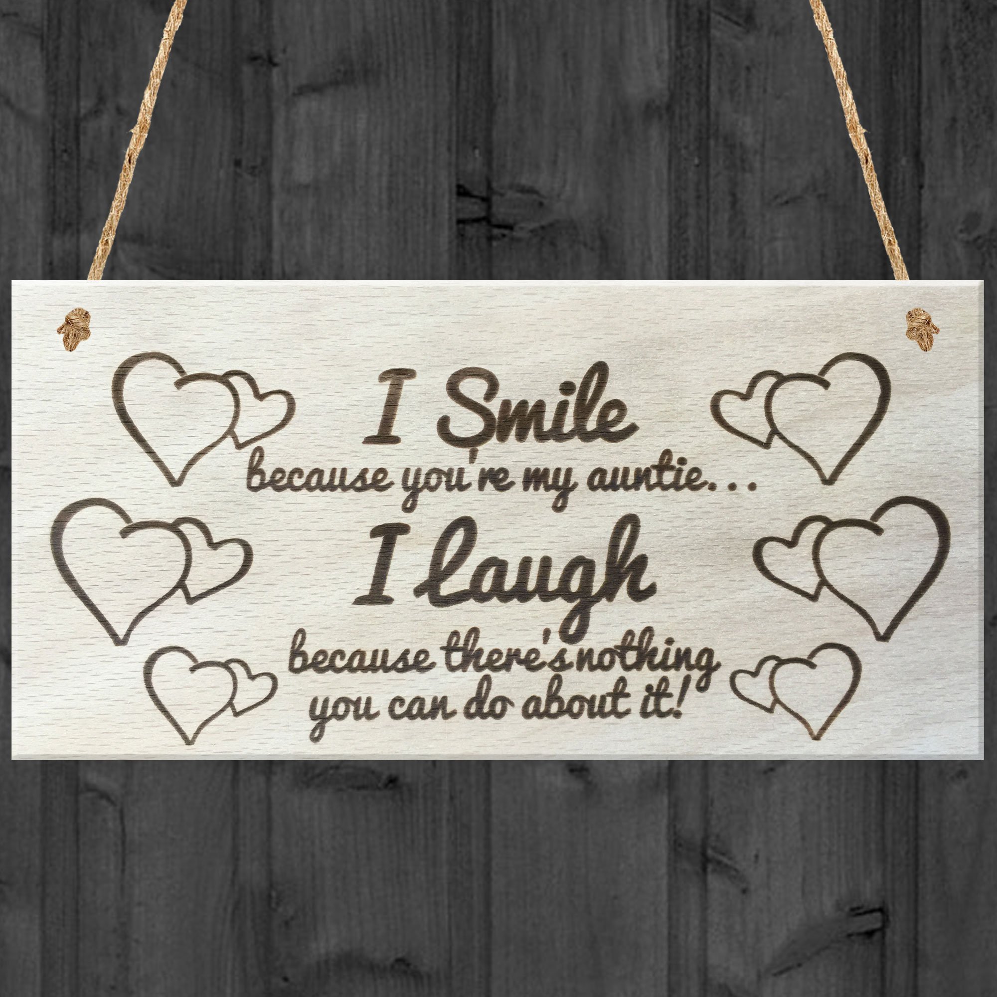 Red Ocean I Smile Because You're My Auntie I Laugh Wooden Plaque Gift Shabby Chic Sign Competing Marketplace Offers