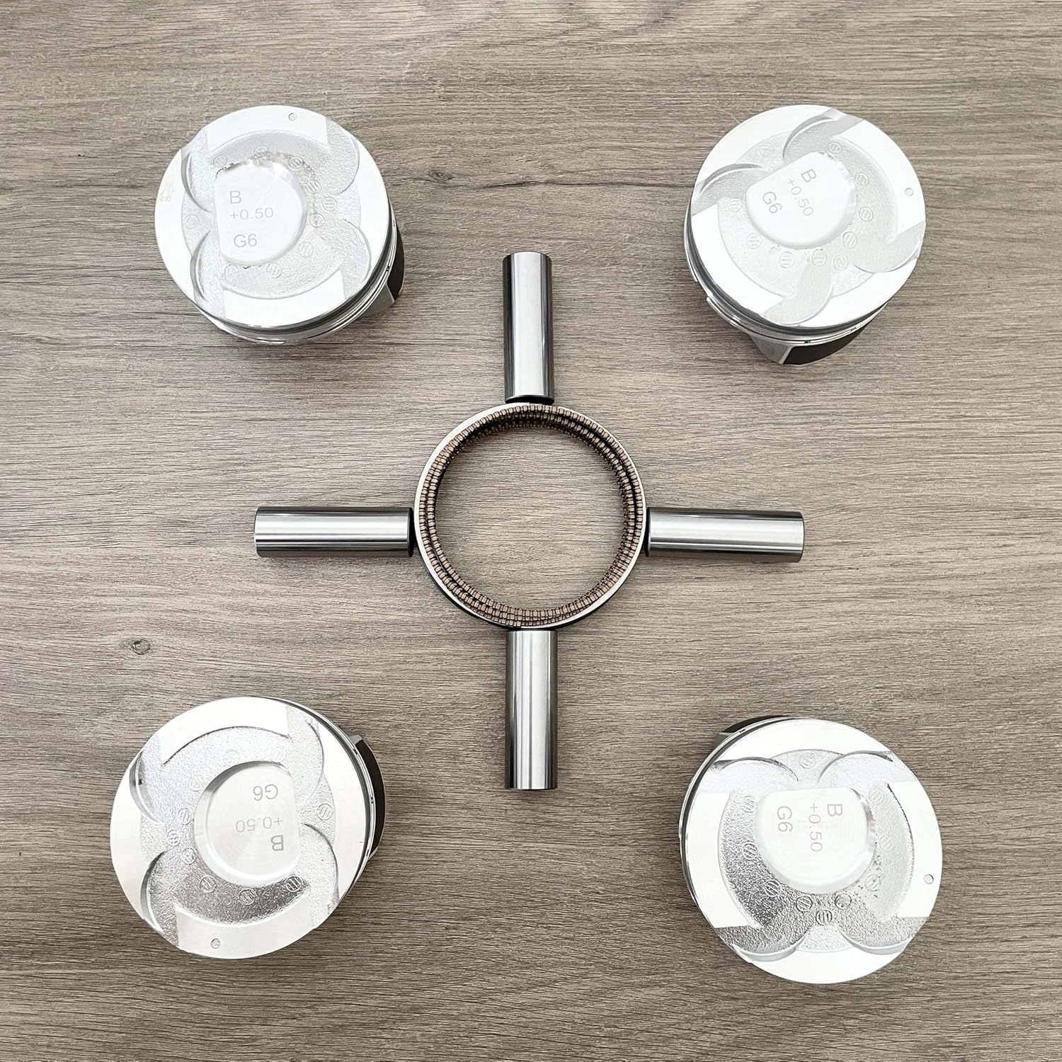 OVERSIZE +0.5MM Piston & Ring Set Compatible with Hyundai Kia Accent Rio 1.6L DOHC 2012-2016 Replacement for 230412B600, 230412B610, 230412B620, 234102B600, 230412B900 (+0.5mm (Oversize))