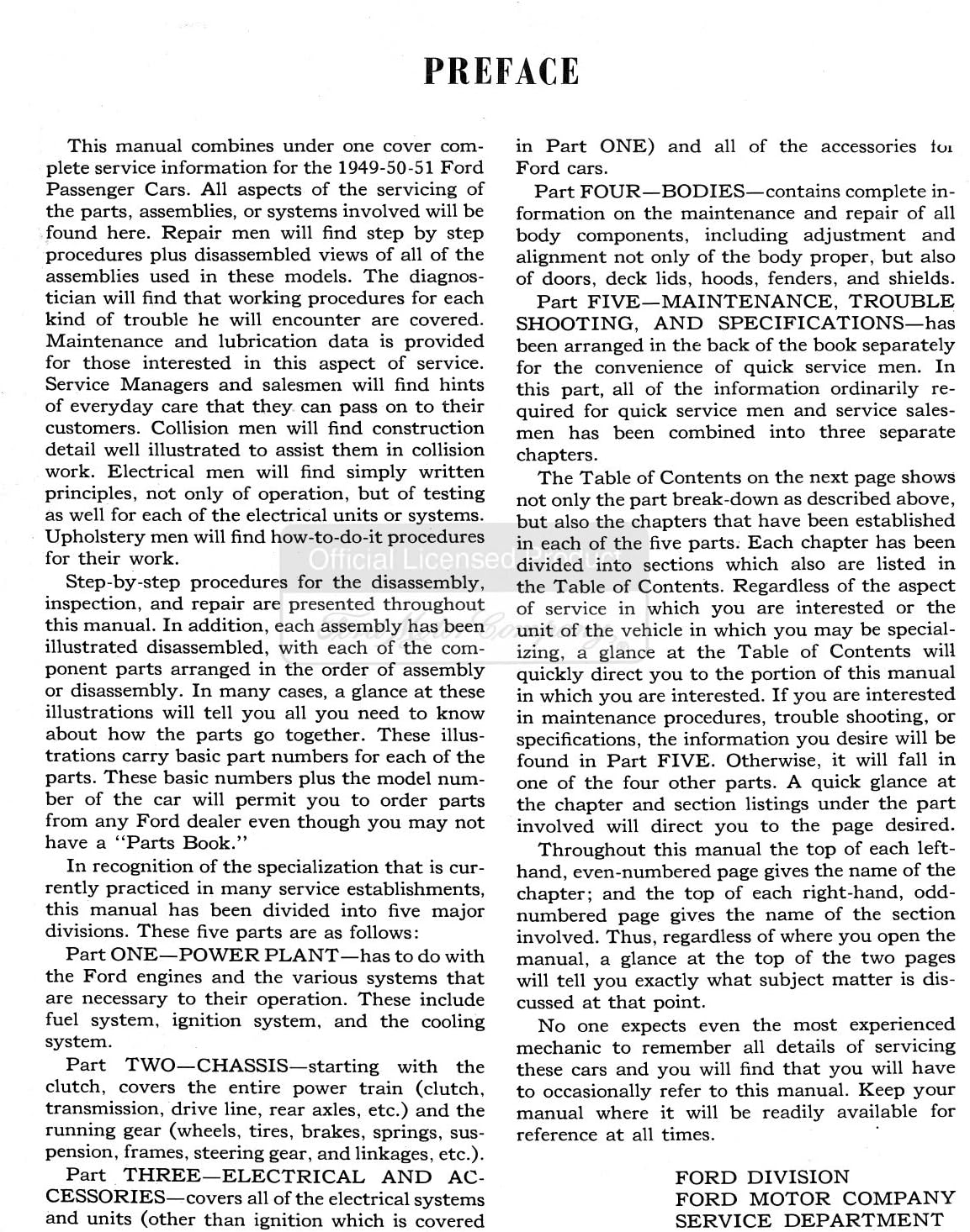 1949 1950 1951 Ford Car Shop Service Repair Manual Engine Drivetrain Electrical