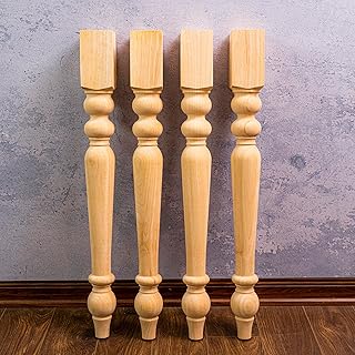 decorluxes Unfinished Farmhouse Table Legs Dining Table 2.8" X 29" Set of 4 DIY Coffee Table Rustic Turned Style Leg | Easy to Paint Any Color You Want (29 inch)