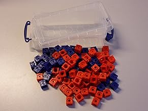 100 plug-in cubes 2-colour (red, blue) in a practical box, 1.7 cm, can be inserted on all sides