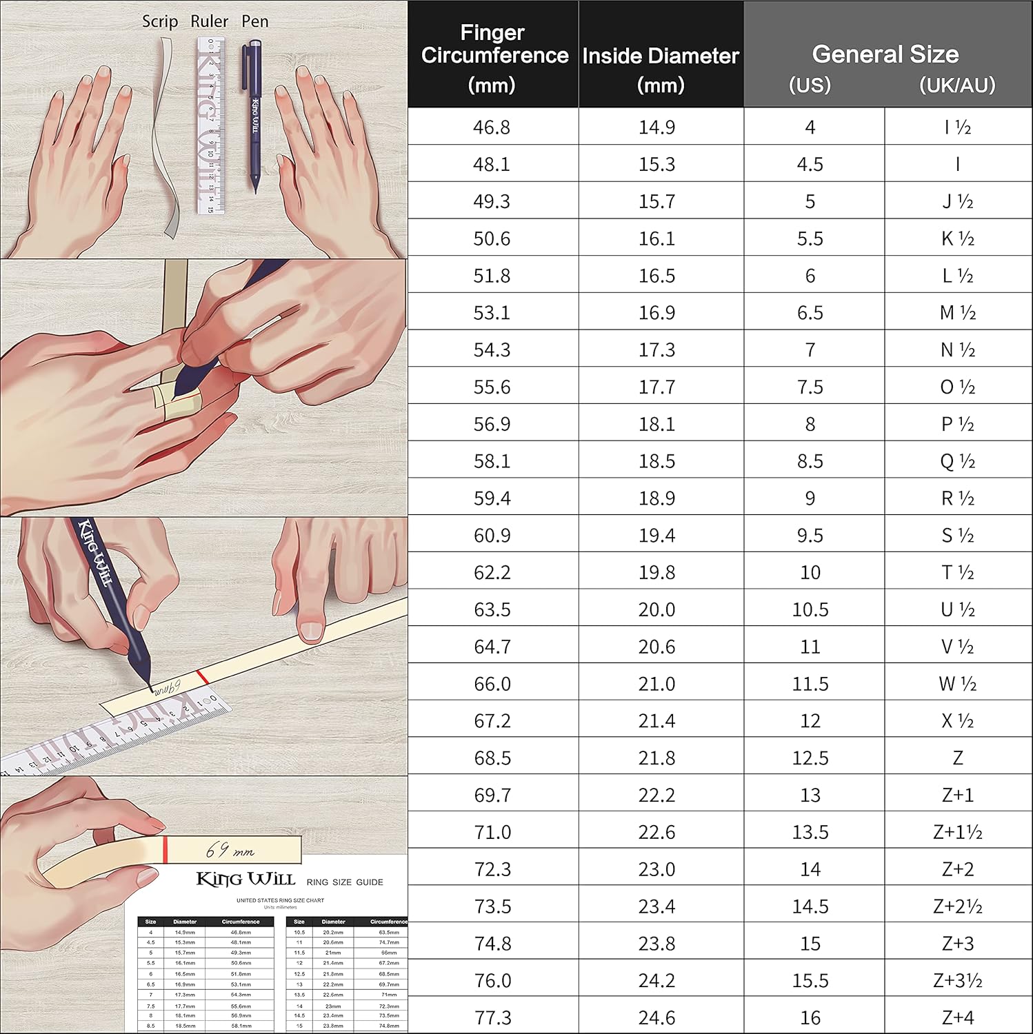 Miniatura 6 de King Will Anillo básico de carburo de tungsteno abovedado para hombre, 0.079 in, 0.157 in, 0.236 in, 0.315 in, alto pulido, ajuste cómodo, anillo de