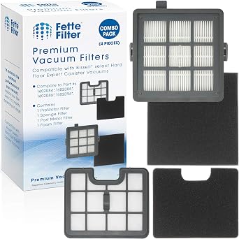 Fette Filter - Filter Set Compatible with Bissell Hard Floor Expert Canister Vacuum Series 1154 & 1161 Contains- 1 PreMotor 1 Sponge 1 Post Motor 1 Foam Part #s 1602084, 1602085, 1602086, 1602094.