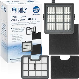 Fette Filter - Filter Set Compatible with Bissell Hard Floor Expert Canister Vacuum Series 1154 & 1161 Contains- 1 PreMotor 1 Sponge 1 Post Motor 1 Foam Part #s 1602084, 1602085, 1602086, 1602094.