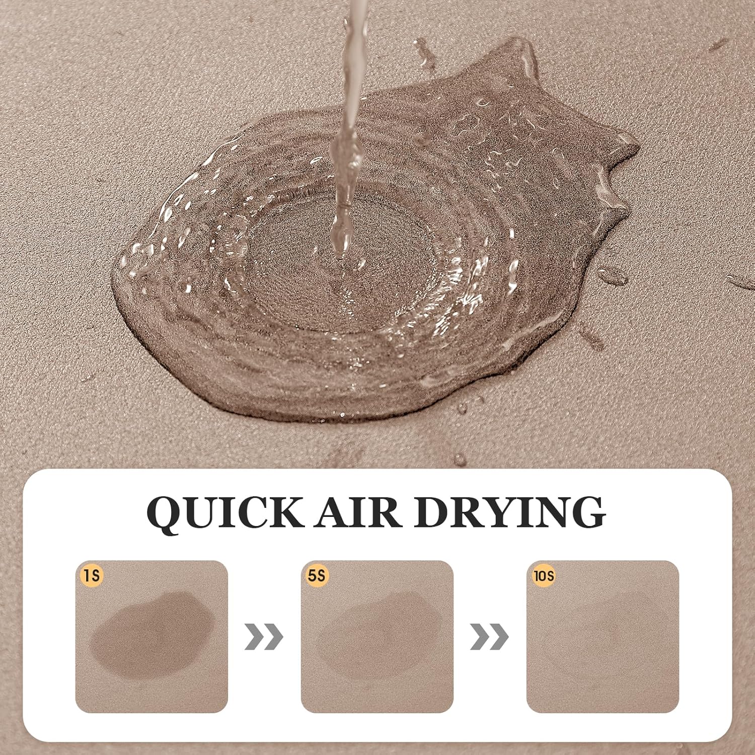 Ultra Thin Bath Mat, Upgrade Backing Non Slip Thin Bath Mats Fit Under Door, Quick Dry Ultra Absorbent Bathroom Rugs, Machine Washable Bath Rugs for Bathroom, Bathtub, Taupe/Solid/24"x17"+48"x20" - Image 3