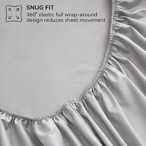Miniatura 4 de JELLYMONI Juego de sábanas tamaño individual, sábanas de microfibra de poliéster suave gris plateado para cama de tamaño individual, bolsillo