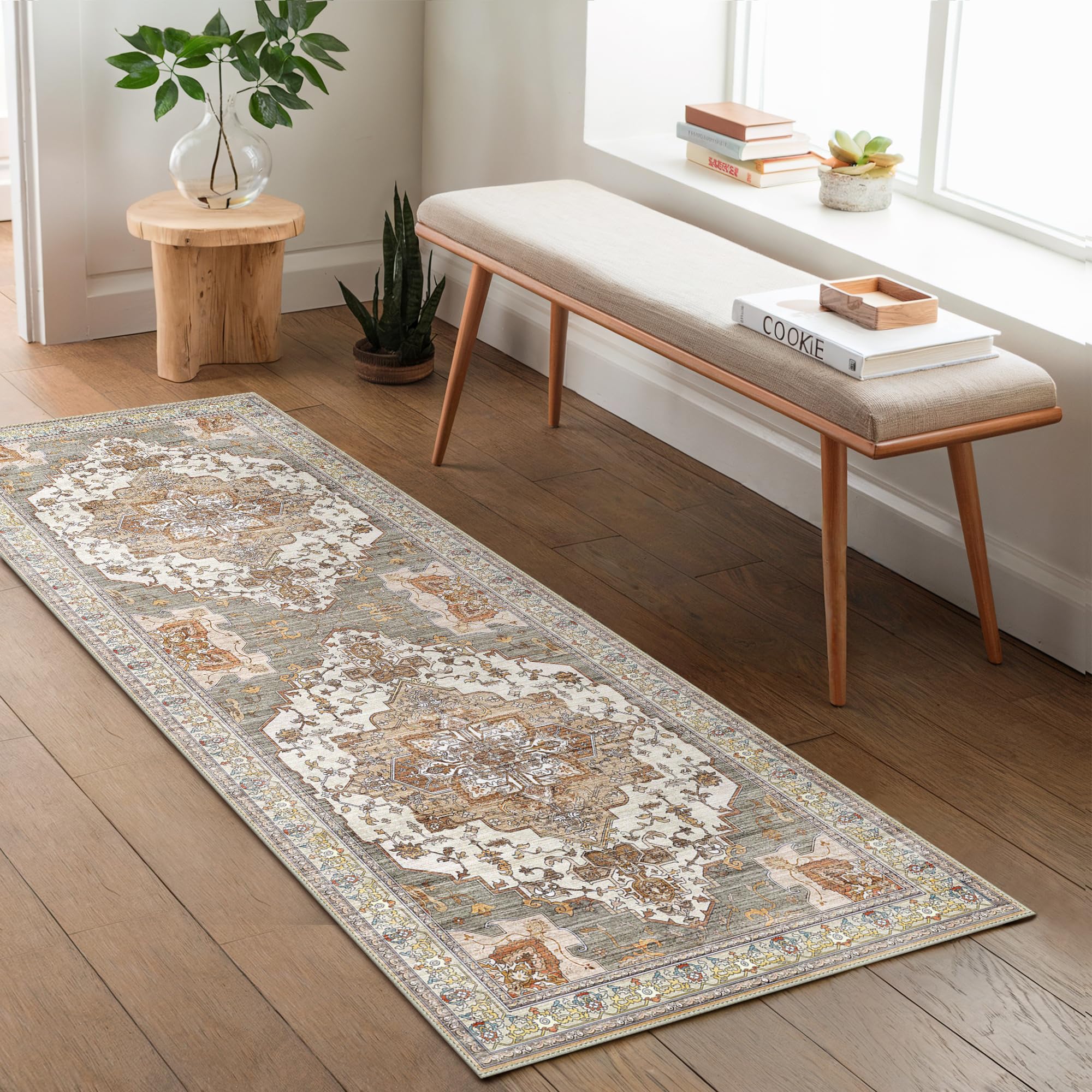 GENIMO Rugs Living Room 60x120 cm Runner Rug Machine Washable Non Slip Boho Vintage No Pile Carpet for Bedroom Hallway - Image 2