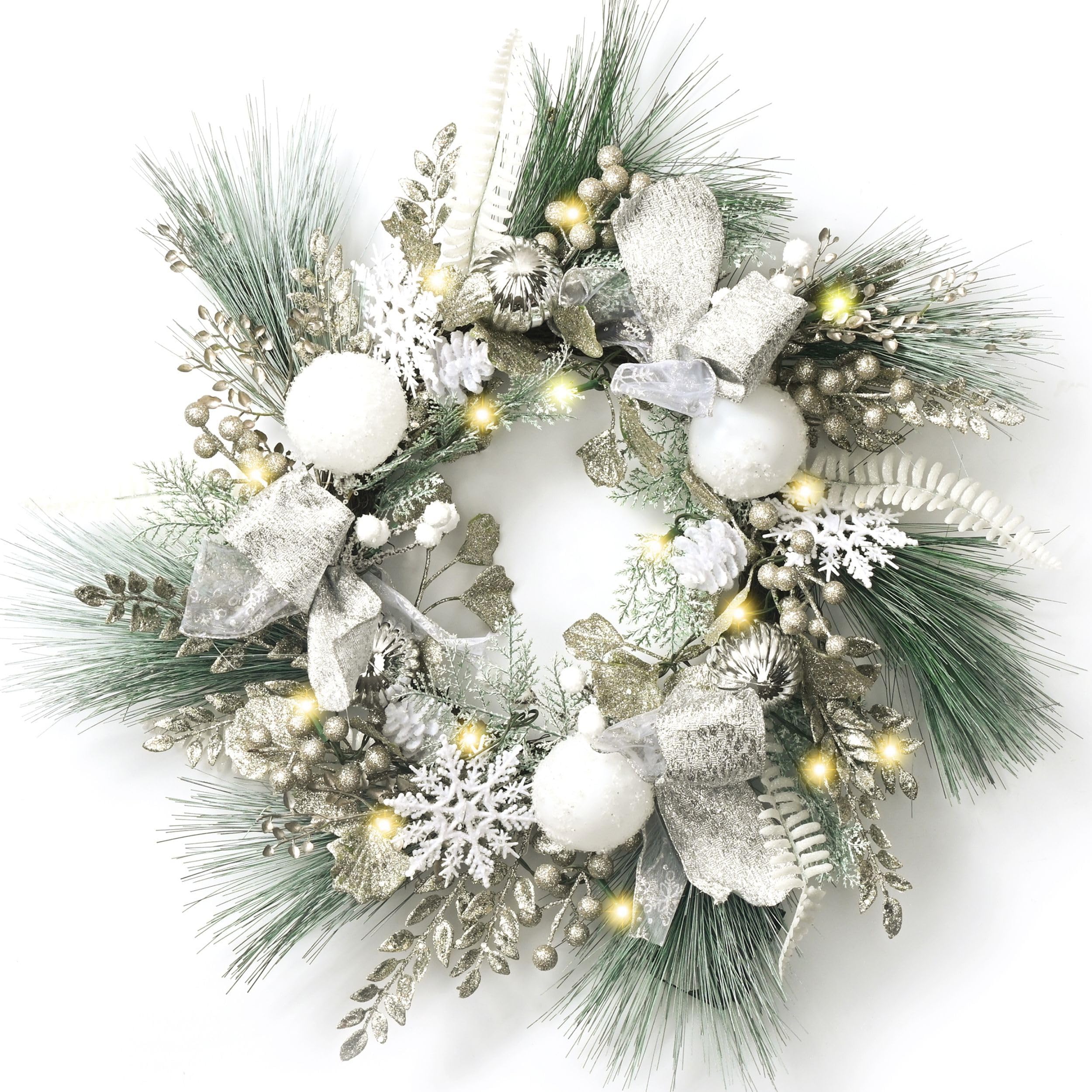Valery Madelyn 18inch/45cm Light Up Christmas Wreath for Front Door ...