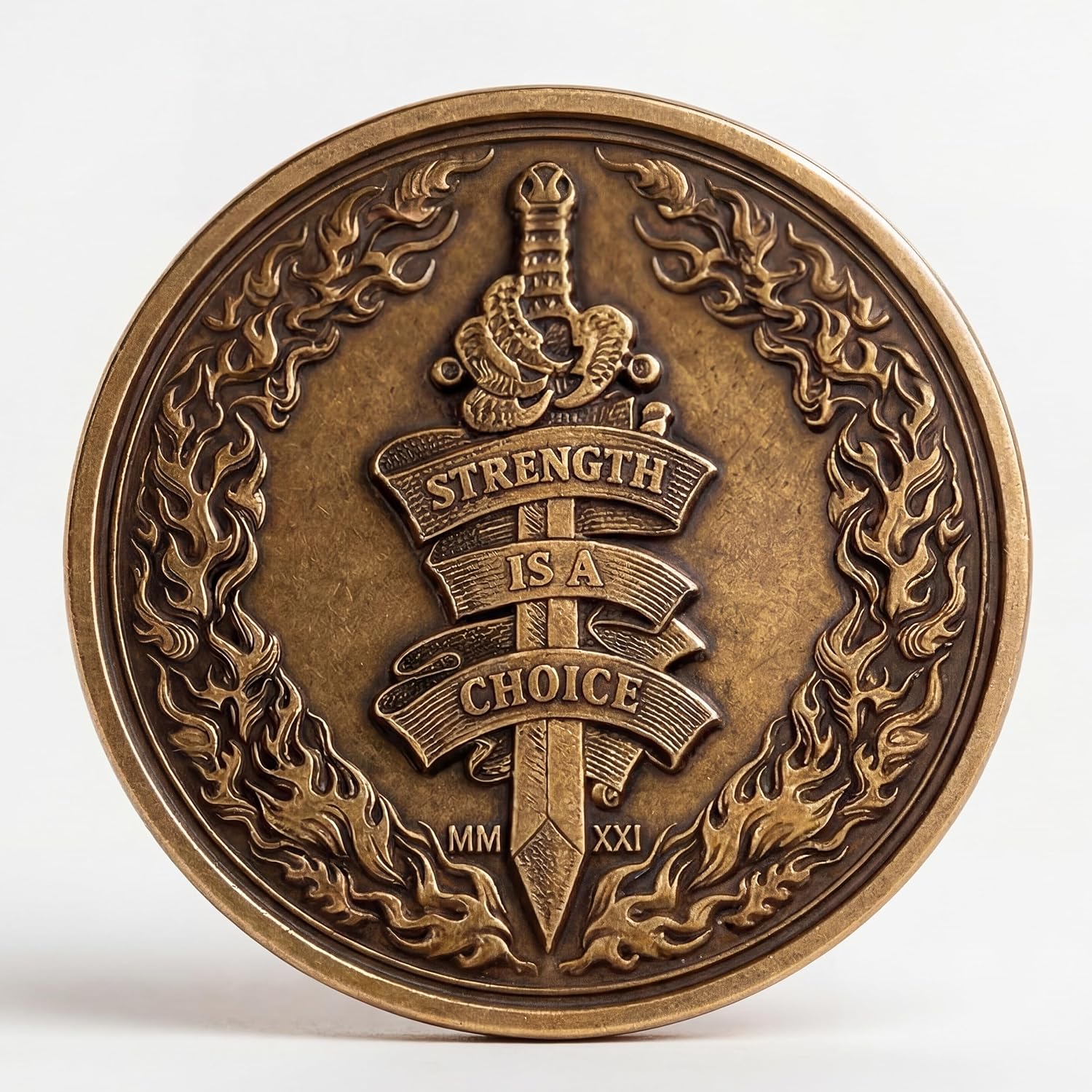 Phoenix Coin - Rise Like a Phoenix Motivational EDC Pocket Token - Post FATA Resurgo Inspirational Brass Coin - Strength is a Choice Everyday Carry Gift for Resilience & Courage