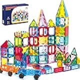 Ryoichi 138PCS Magnetic Building Tiles Set with 2 Cars, STEM Educational Construction Blocks & Montessori Learning Toys for Kids Ages 3-9+ Years