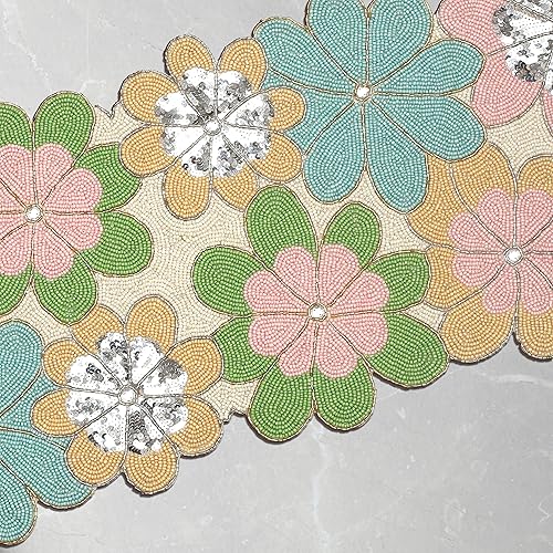 Miniatura 2 de Light & Pro - Camino de mesa decorativo con cuentas Blue Green Multi,Marrón Multi,Granate Multi,Verde azulado multi,Dorado marfil,Marfil