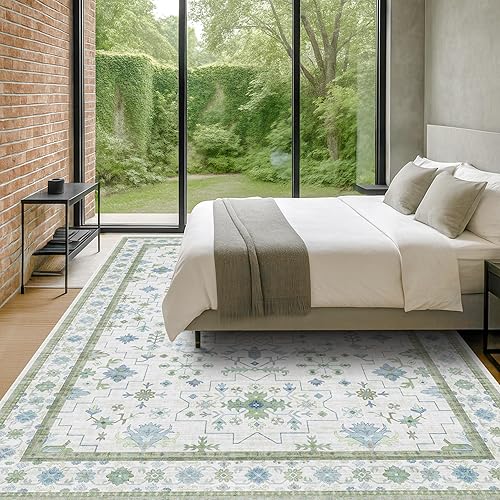 Miniatura 632 de Alfombra Boho Negra para Sala de Estar - Alfombra de Área Lavable de 10x14 Pies, Alfombras de Comedor para Debajo de la Mesa, Alfombra Suave de Pelo