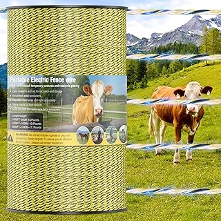 Electric Fence Polywire 1640FT with 9 Stainless Steel Strands, 500M Electric Fencing Wire Rope Kit for Livestock, Garden, Squirrels, Reliable Conductivity and Rust Resistance