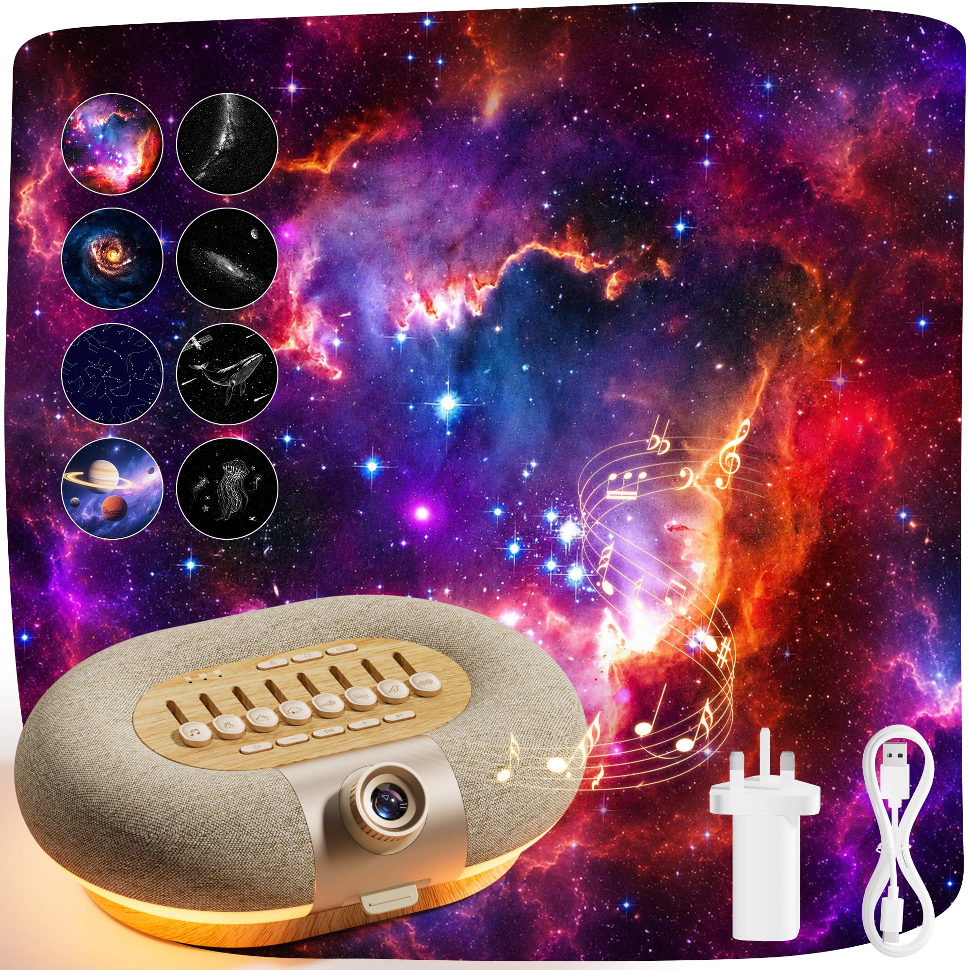 4-in1 Galaxy Projector Night Light, White Noise Machine, Bluetooth 6.0