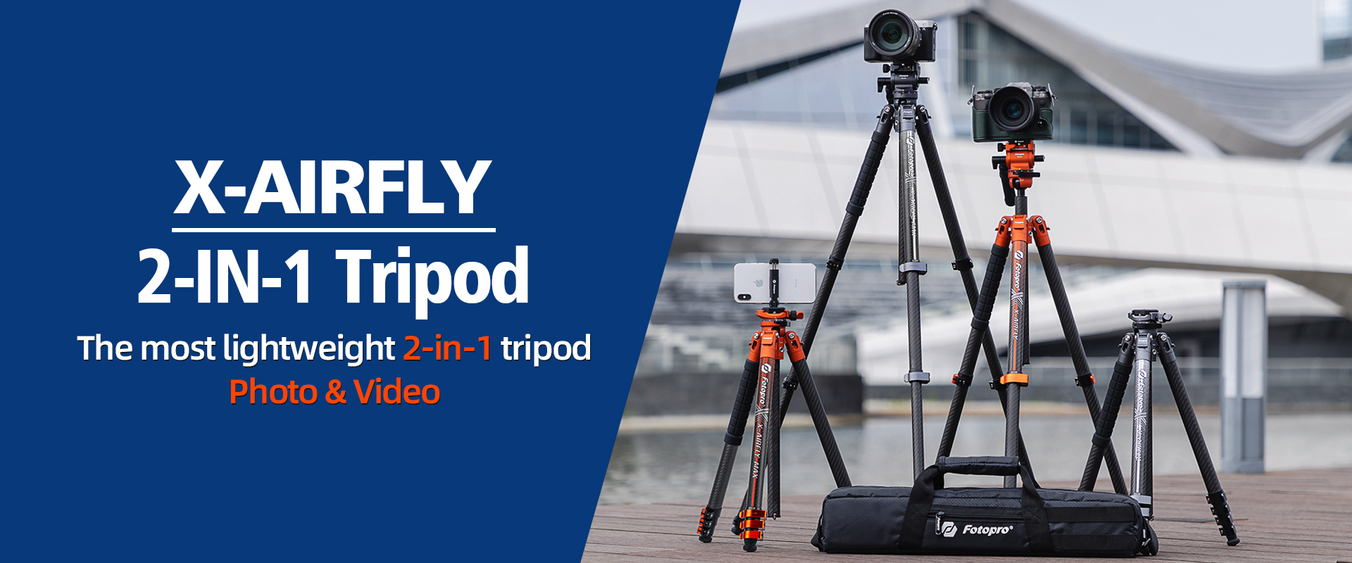 Amazon | Fotopro X-Airfly ビデオ 64.5 インチ軽量トラベルカメラ三脚