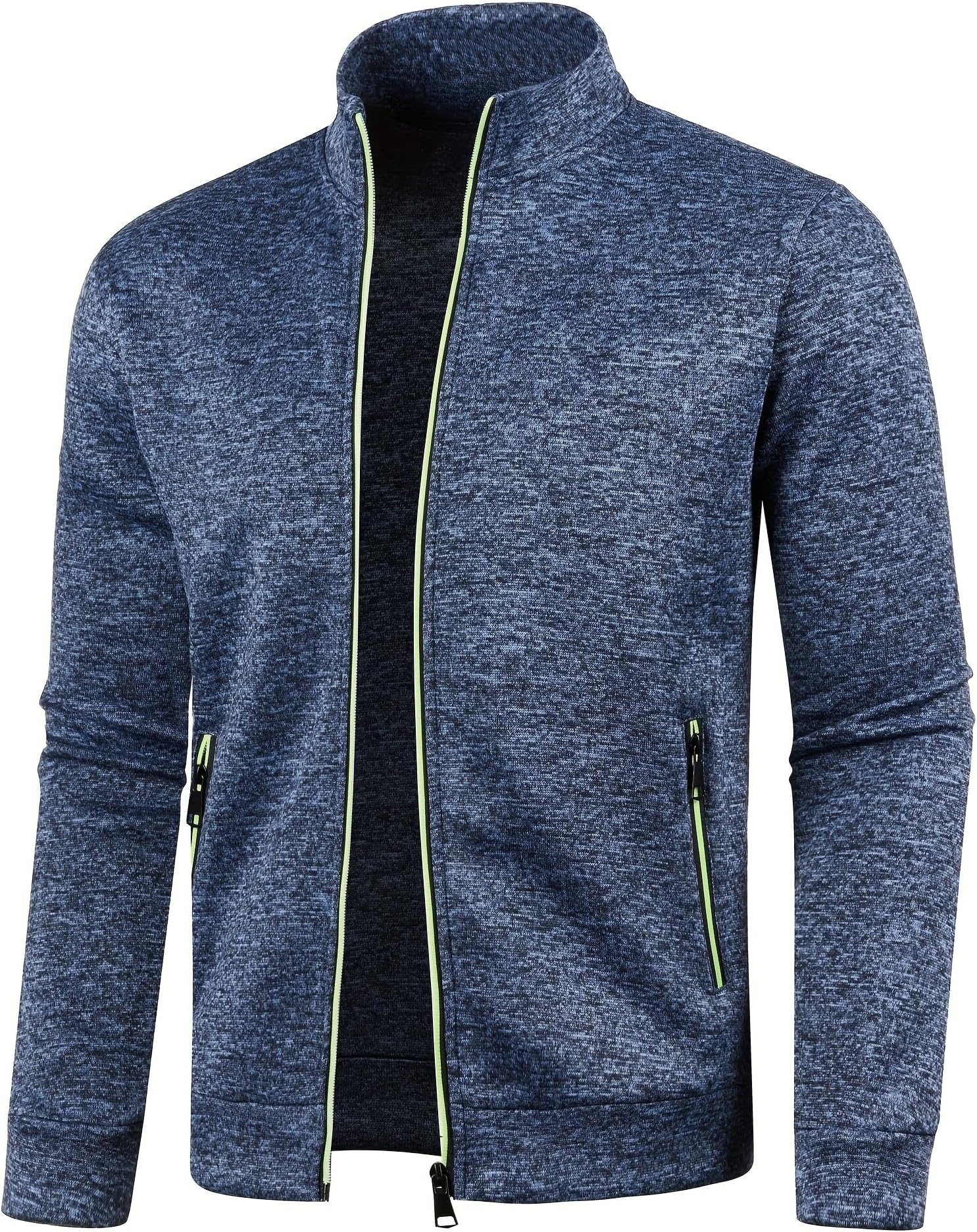 Men's Lightweight Full Zip Track Jacket with Stand Collar, Soft Breathable Sportswear Top for Casual or Athletic Wear