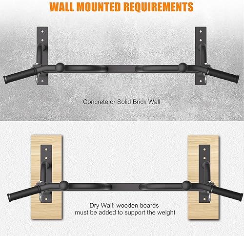 Miniatura 5 de Barra de dominadas montada en la pared, barra de barbilla resistente, barra de dominadas de agarre múltiple para garaje, sótano, montaje en pared,