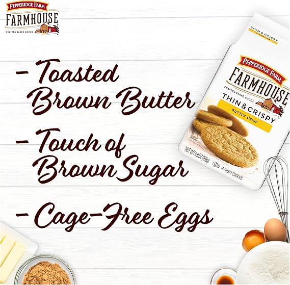 Pepperidge Farm Farmhouse Thin & Crispy Butter Crisp Cookies, 6.9 Oz Bag