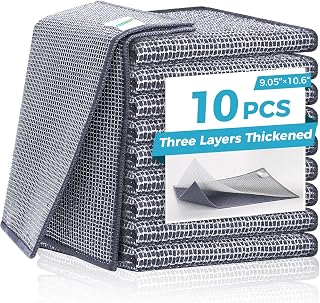 10 Pcs New Upgrade 3-Layer Non Scratch Wire Dishcloth,Wire Dishwashing Rag, Non-Scratch Wire Dishwashing Rags for Wet and Dry, Kitchen Cleaning Dish Rags for Cookware,Sinks, Dishes, Stove