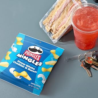 Pringles Mingles Puffed Snacks, Sharp White Cheddar and Ranch, Cheese Puffs, Salty Snacks (6 Bags)