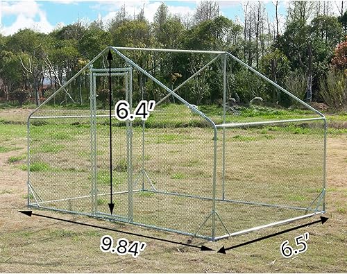 Miniatura 30 de Gallinero de metal grande, jaula para aves de corral galvanizada con forma de cúpula con cubierta impermeable y anti-ultravioleta y puerta