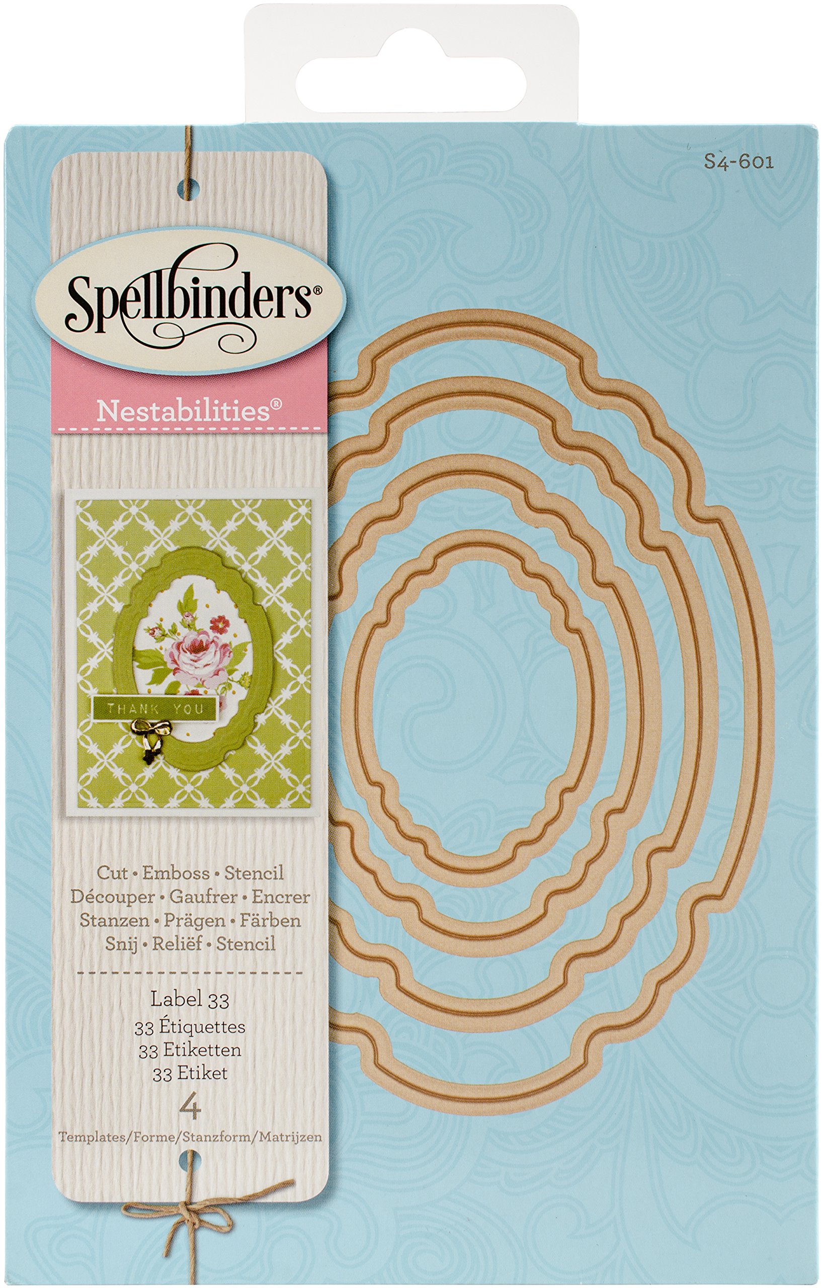 Spellbinders Brown Nestabilities Label 33 Etched Dies,