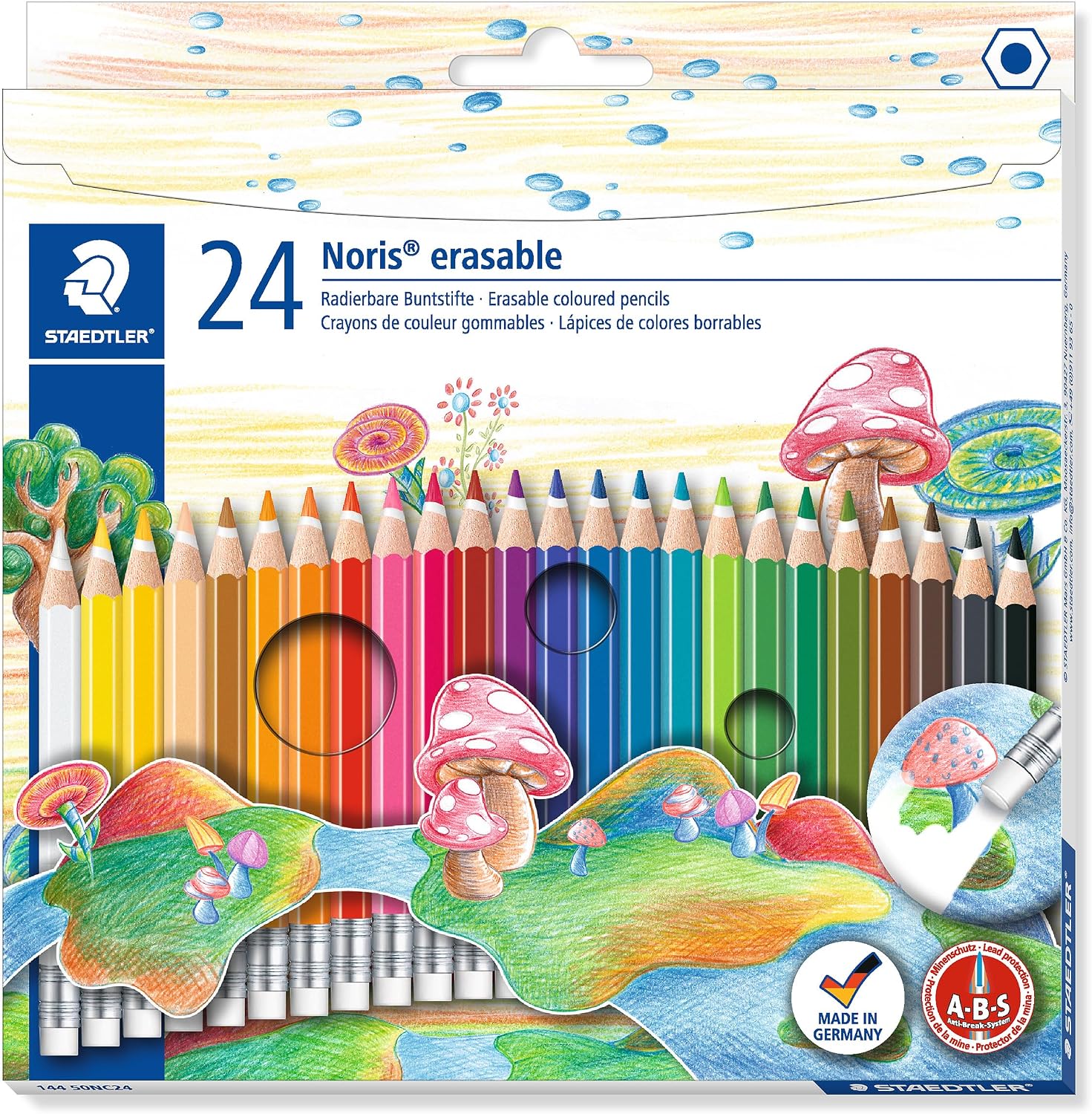 STAEDTLER Noris 144 Matite cancellabili – 24 colori, esagonale