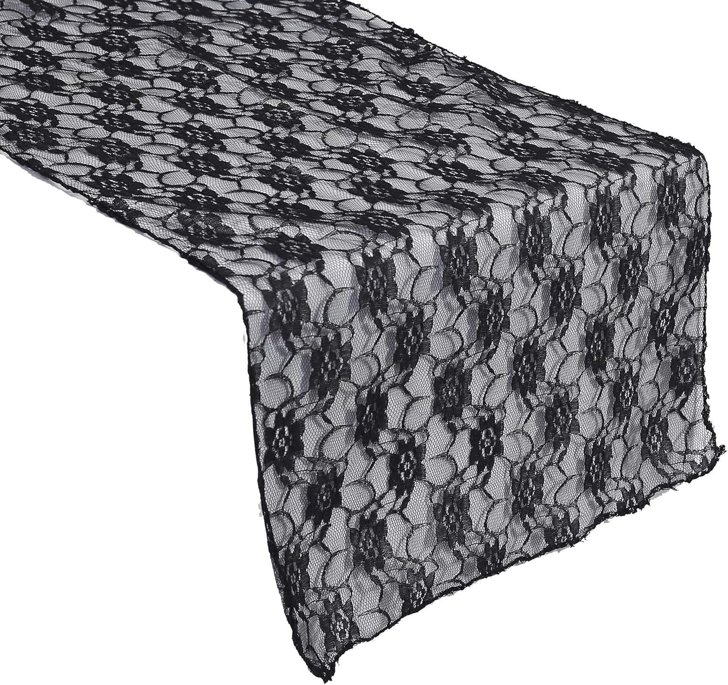 Buy 2 get 3 mds Pack of 10 Wedding 12 x 108 inch Lace Table Runner for Wedding Banquet Decor Table Lace Runner- Black