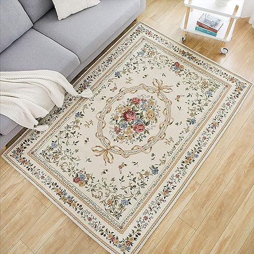 Ukeler - Alfombra rústica con diseño floral para sala, dormitorio, comedor, Tradicional, Euro Romance