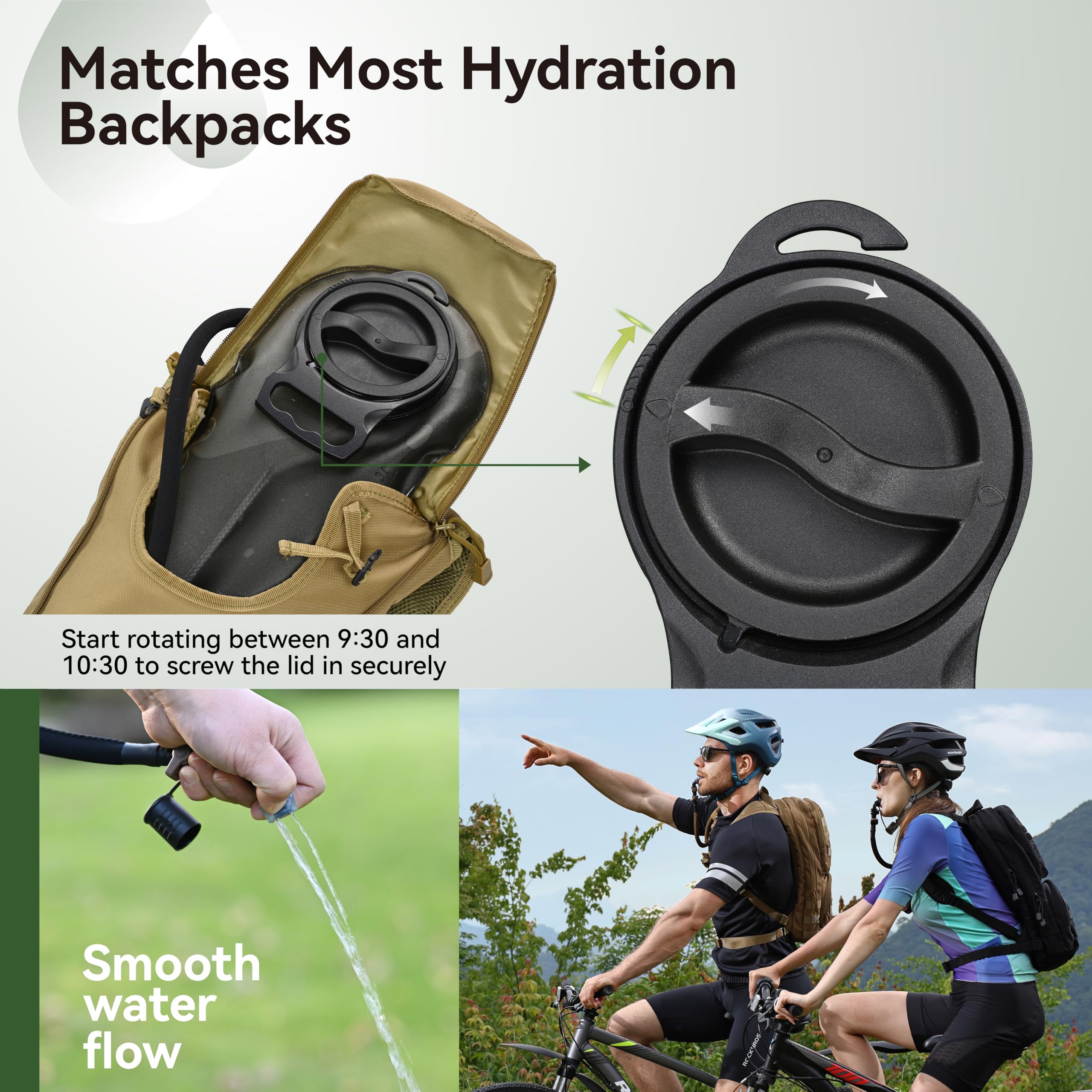 MARCHWAY 2L/2.5L/3L Tactical TPU Hydration Bladder, Tasteless BPA Free Water Reservoir Bag with Insulated Tube for Hydration Pack for Cycling, Hiking, Running, Climbing, Biking (3L Grey 100oz)