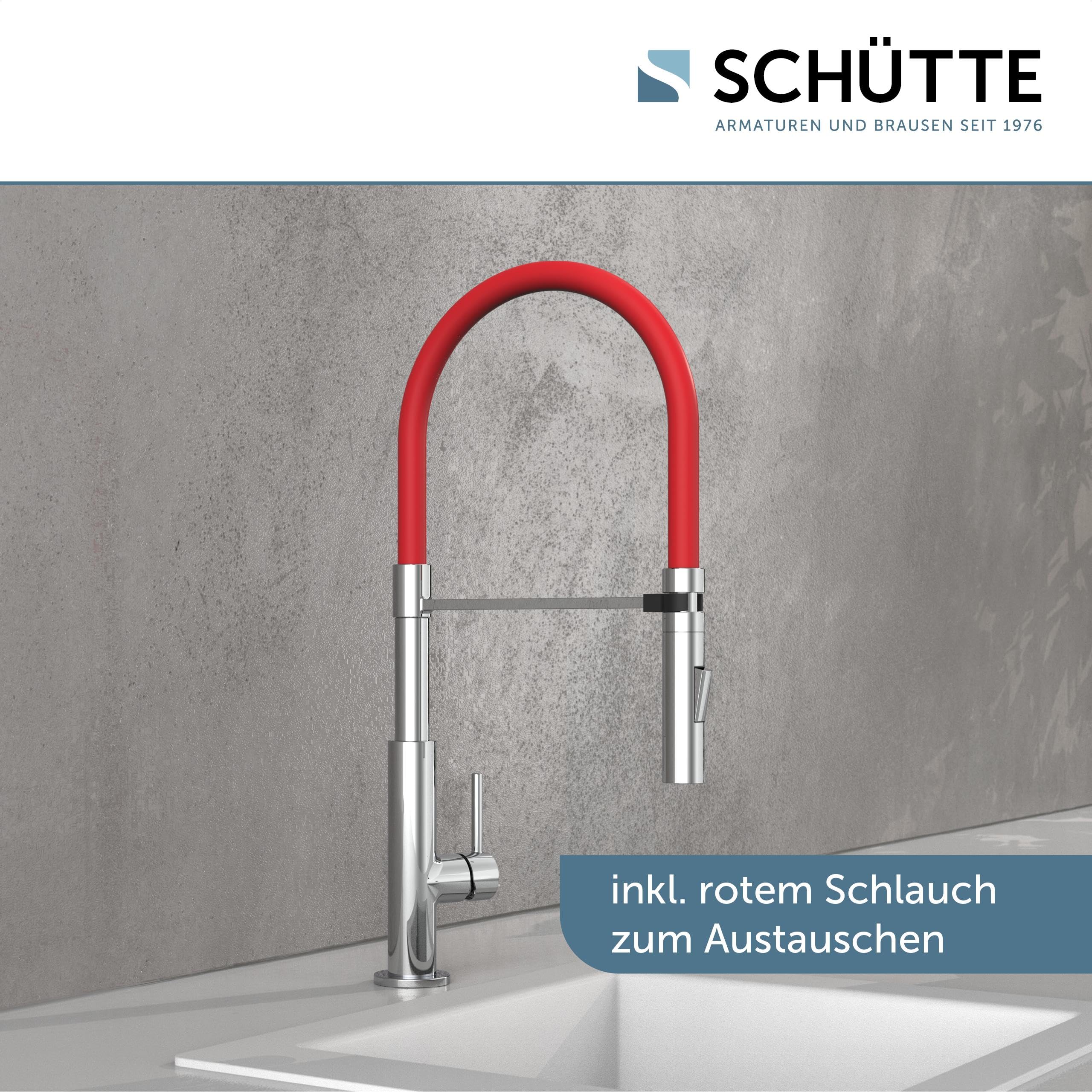 SCHÜTTE 79180 STILO Kuchenna Bateria z Wyciąganą Wylewką, Obrotowa 360 Stopni, Jednouchwytowa Zlewozmywakowa, Chrom/Czarny