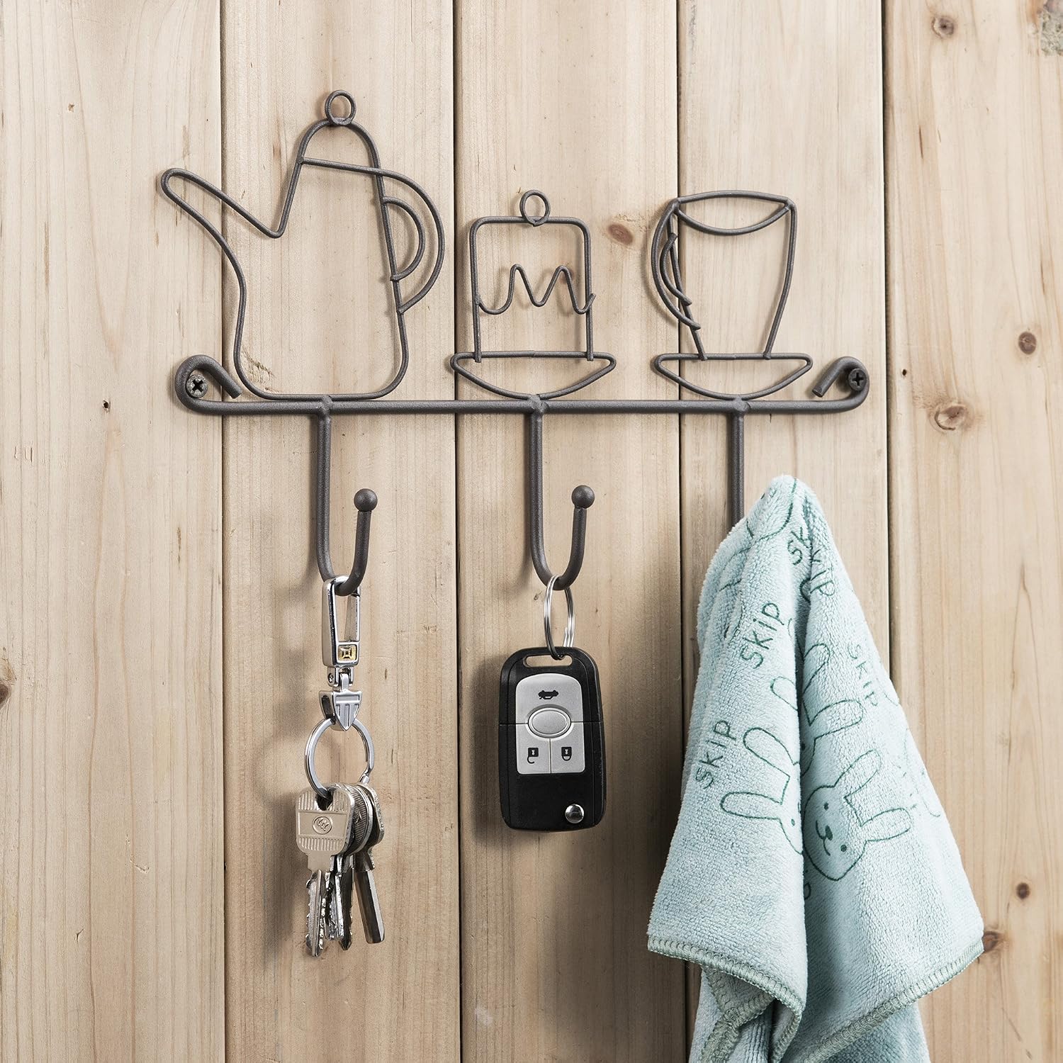 OMMITO Wall Mounted Hooks Rack, Wall Hooks Kitchen Home Restaurant Keys Coats Cups Decorative 1 Set 2PCS Iron