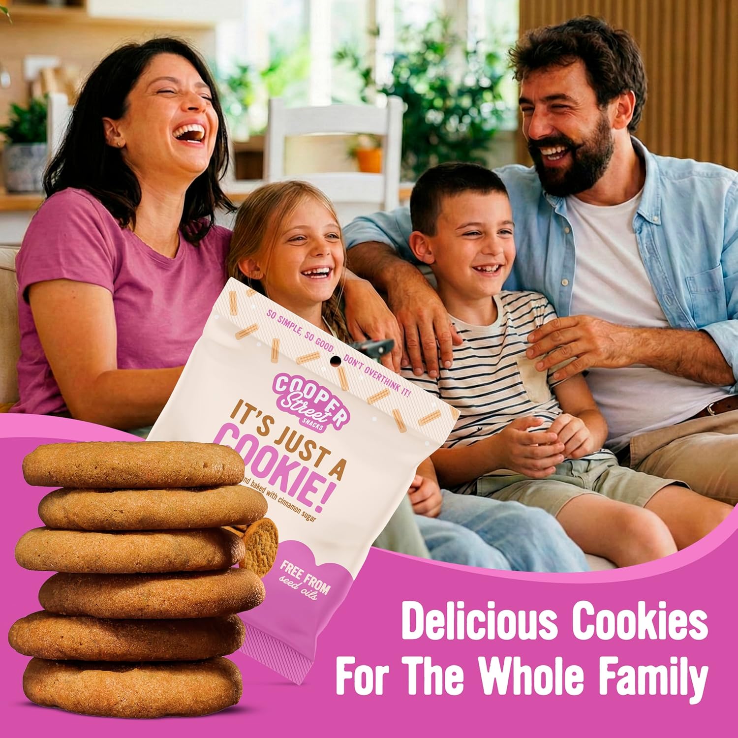 Cooper Street Snacks It's Just a Cookie - Thin & Crispy Butter Cookies, Nut, Soy & Seed Oil Free, School Safe For Kids Or Lunchbox For Adults - Snickerdoodle - 12 Pack (1.25oz)